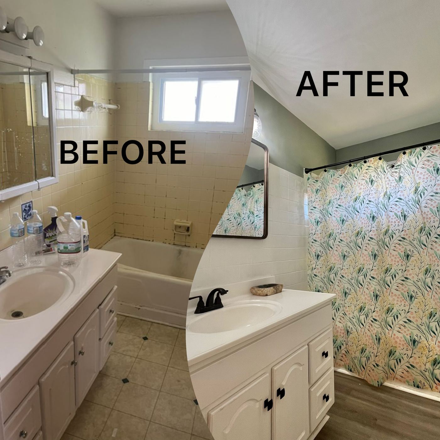 Bathroom repaint before and after