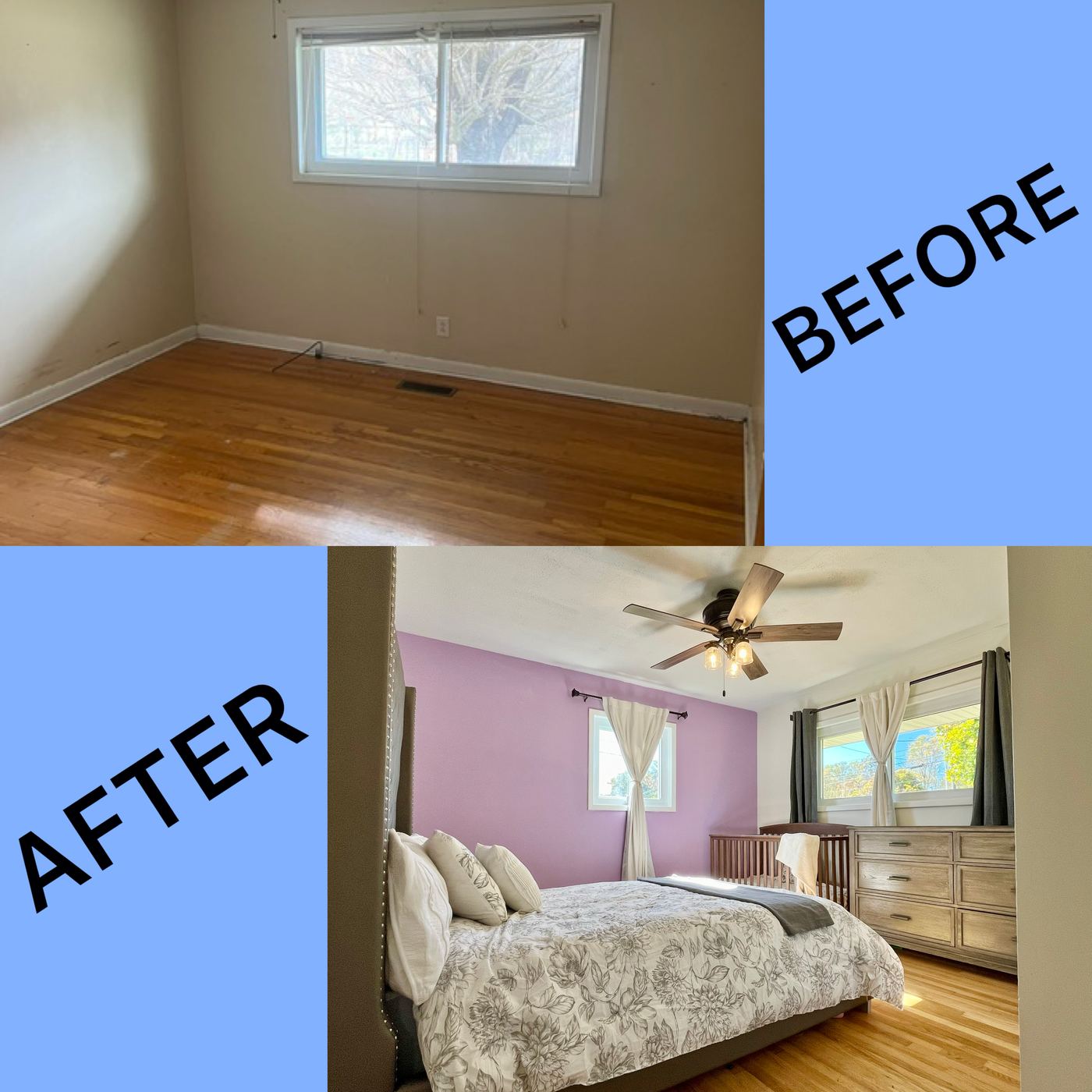 Bedroom repaint before and after