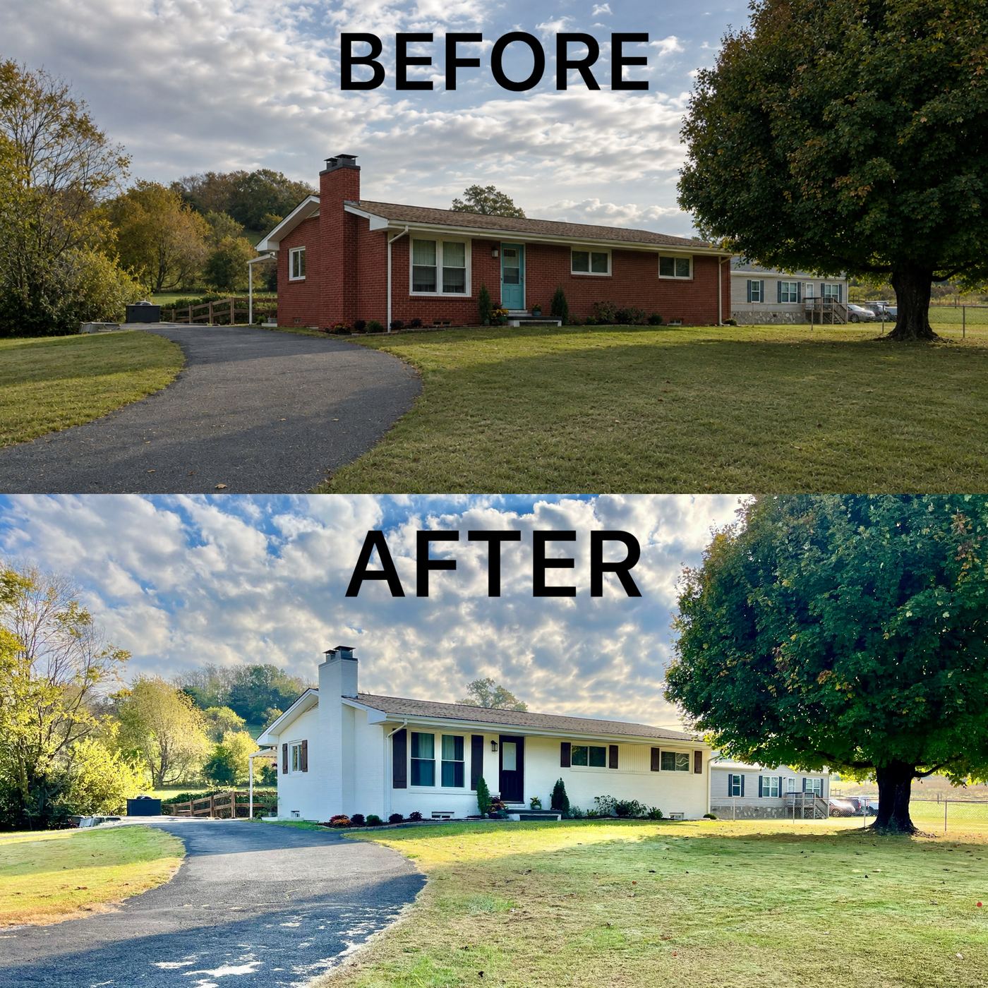 Exterior repaint before and after