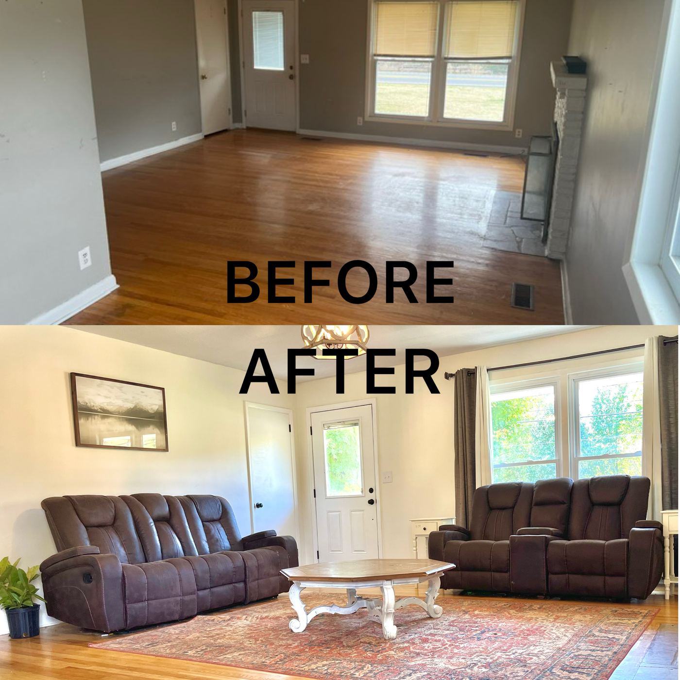 Living room repaint before and after